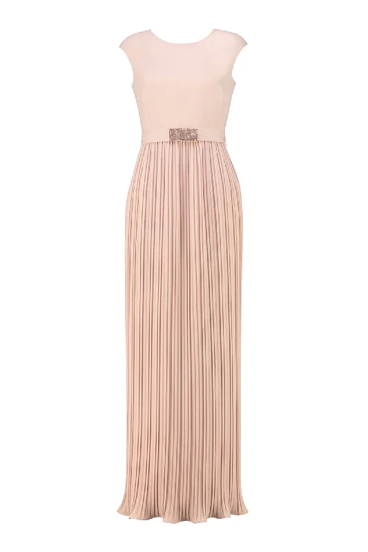 Elegant Clothing For Women LUNARIA NUDE PINK PLEATED GOWN