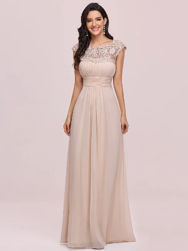 Comfortable Women's Clothing Bestsellers Wholesale Lacey Chiffon Evening Party Gowns