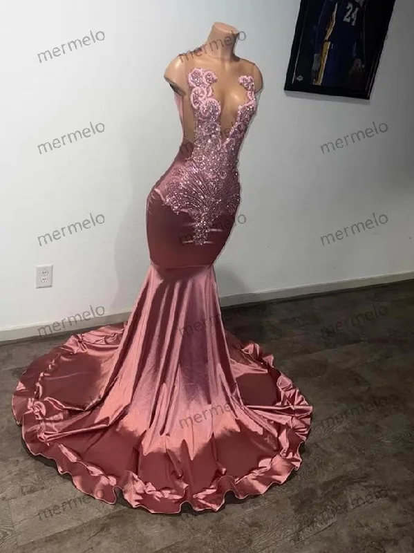 Elegant Women's Clothing Online Mermaid Birthday Party Dress O Neck Formal Prom Gowns