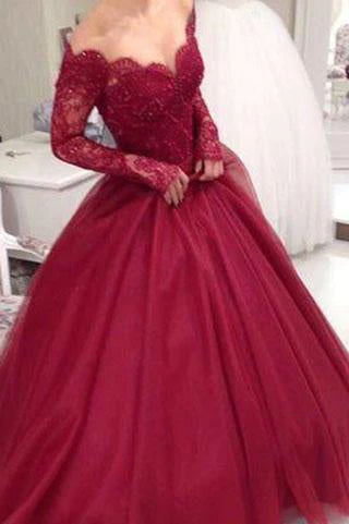 Women's Clothing Charming Prom Dress Long Prom Dress Gowns Long Sleeve Tulle Evening Dress Women Dress