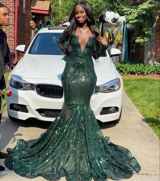 Online Boutique Stores V Neck Green Long Prom Dresses,  Formal Gown Graduation Dresses           S3018