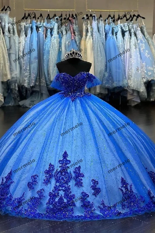 Casual Attire For Women Royal Blue Quinceanera Dresses Crystals Beading Applique Vestidos De 15 Anos Birthday Party Prom Gown Corset