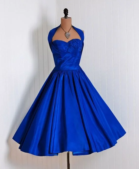 Stylish Everyday Clothing 1950s Vintage Prom Dress, Royal Blue Prom Gowns, Mini Short Homecoming Dress     S2654