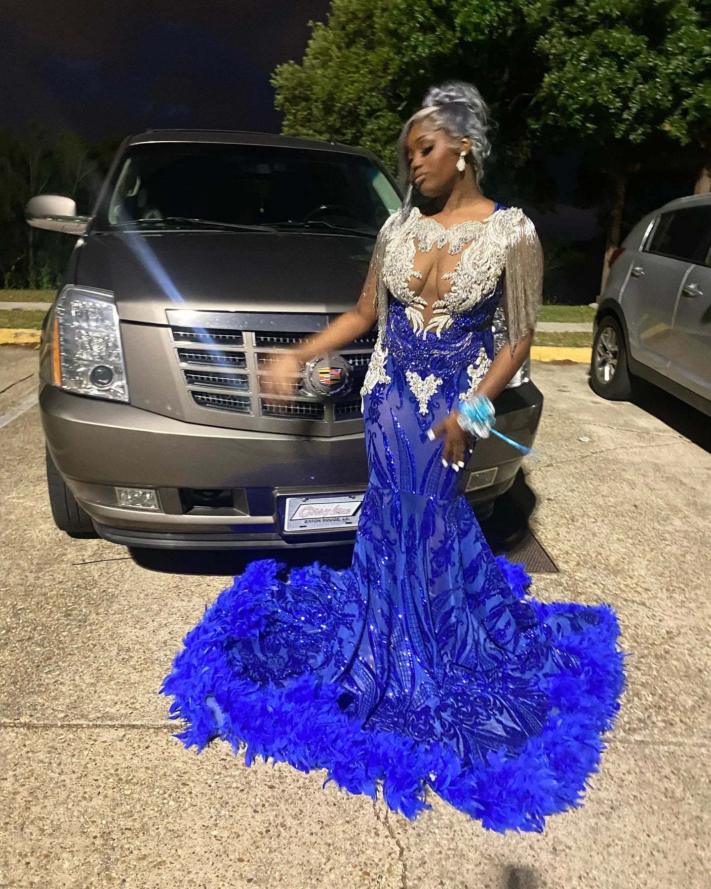 Women Online Clothing Boutiques Sparkly Sequin Royal Blue Mermaid Prom Dresses Long for Black Girl 2025 Beading Tassel Applique Formal Evening Gowns Customized