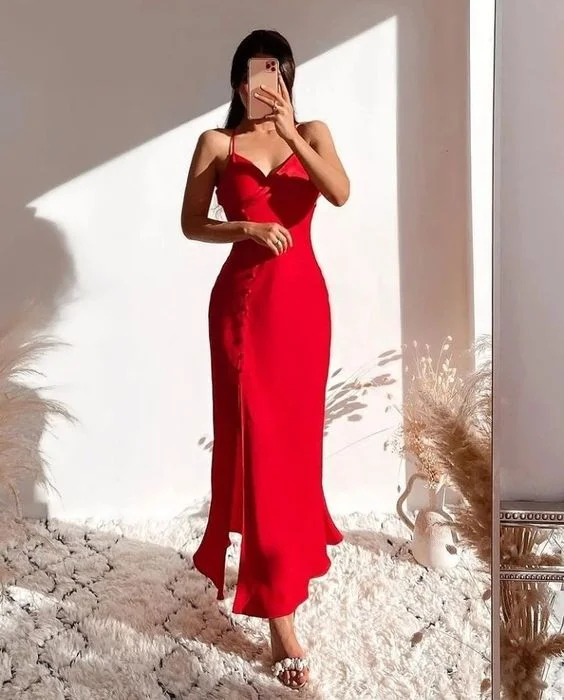 Women's Plus-Size Attire Long red dress , long evening dress , women fashion dresses, prom long gown    S2381