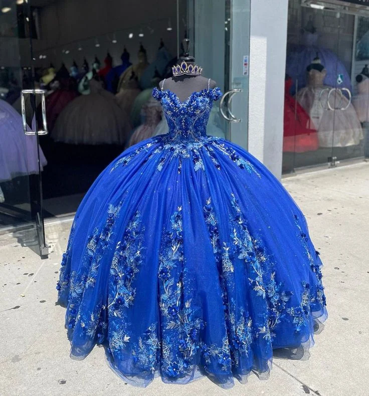 Women's Urban Clothing Quinceanera sweet 15 Ball Gown dress, off shoulder long prom dress     S3481