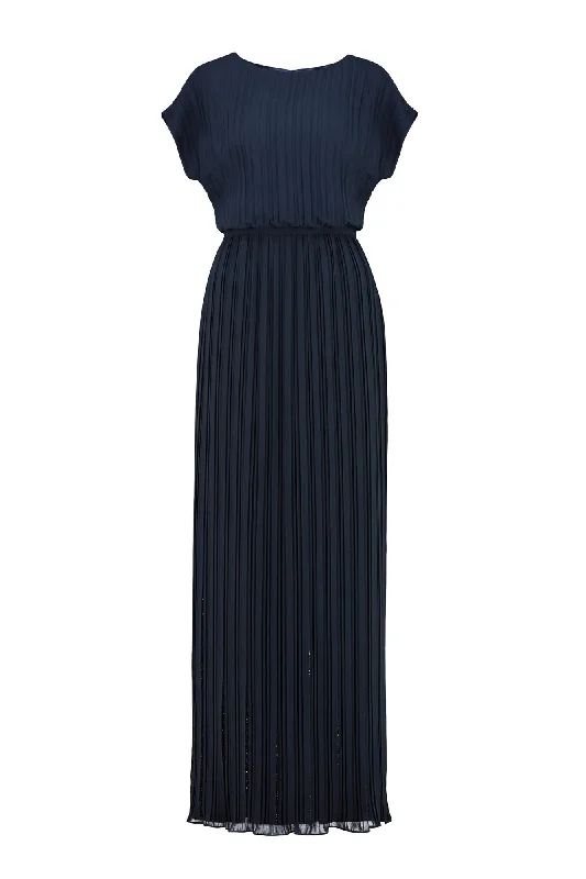 Women's Casual Wear Clothing MERREMIA NAVY BLUE PLEATED GOWN