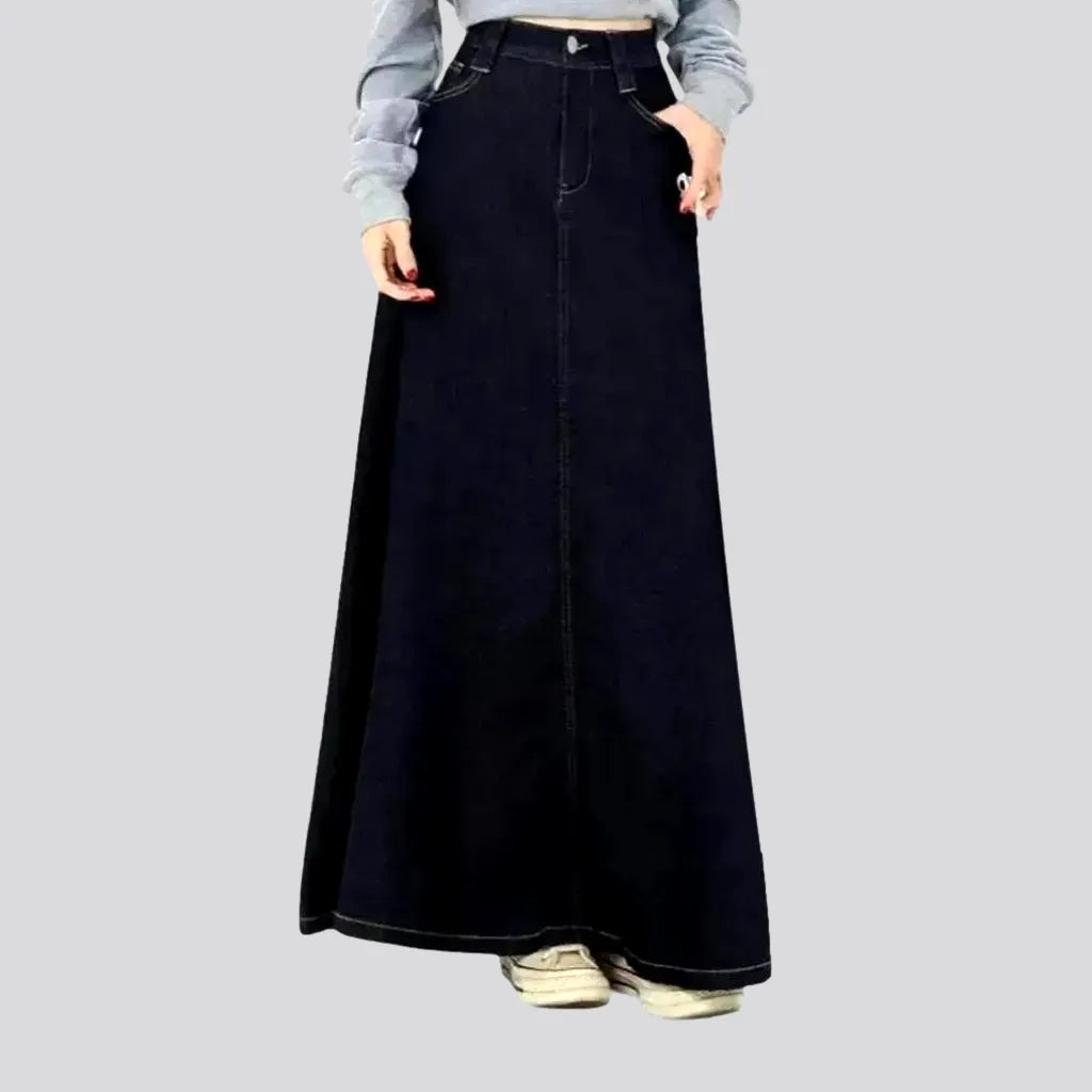 Best Online Clothing Boutiques High-waist dark casual jeans skirt