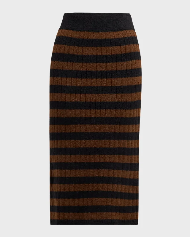 Women's Formal Event Outfit Pia Stripe Knit Midi Skirt