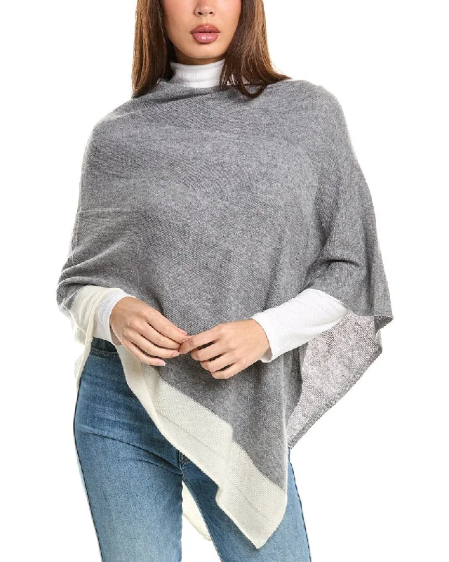 Women's Party Outfit Forte Cashmere Border Stripe Cashmere Poncho