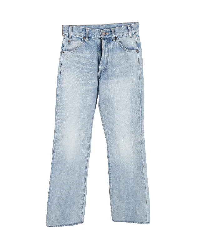 Women's Seasonal Wardrobe Clothing Celine Straight Leg Jeans in Light Blue Cotton Denim