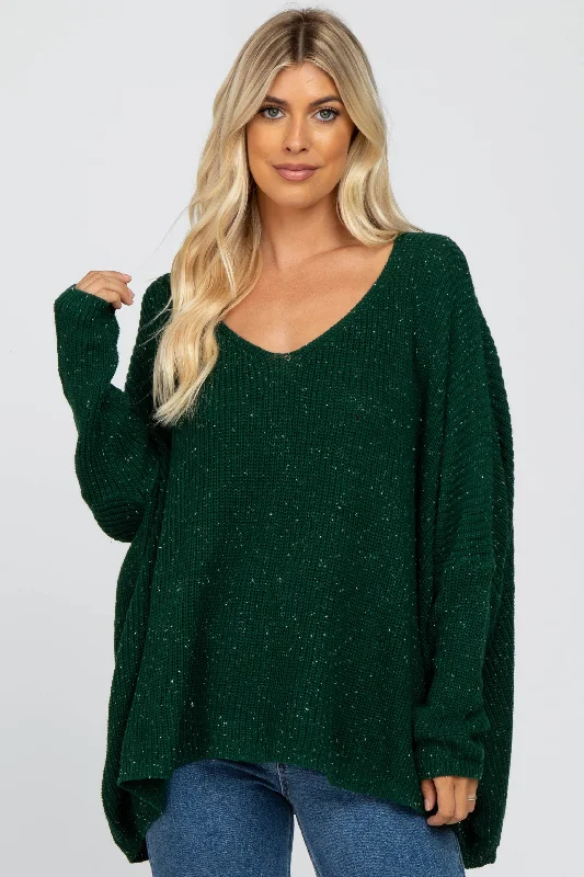 Women's Clothes Online Shopping Forest Green Speckled Oversized Sweater