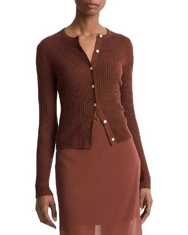 Comfortable Women's Attire Vince Ribbed Cashmere & Silk-Blend Cardigan