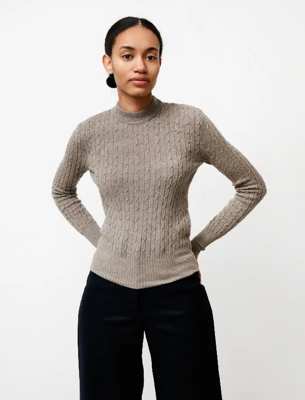 Women's Holiday Clothing Thin Cable Knit Taupe