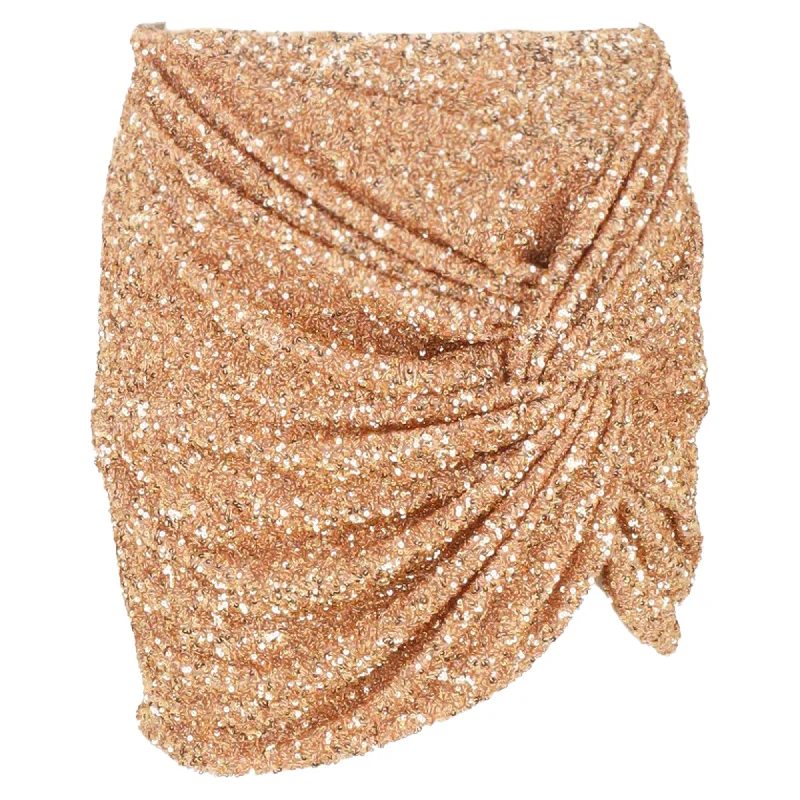 Women's Clothing for Every Season and Trend Self-Portrait Twist-Front Crepe Mini Skirt in Gold Sequins