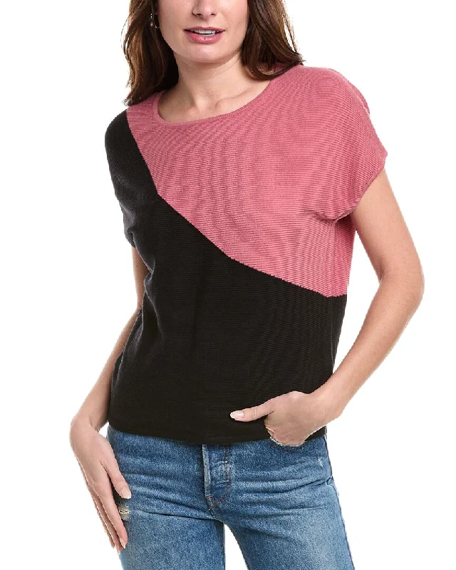 High-End Women's Apparel T Tahari Colorblock Rib Pullover