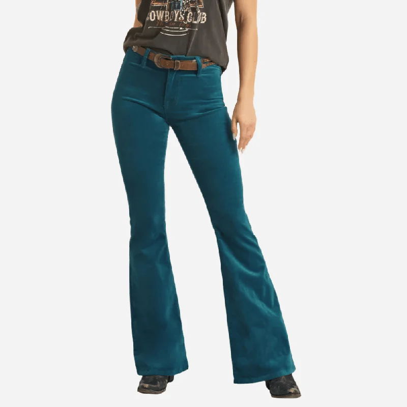 Flash Discount Rock and Roll Denim Teal Flare Jeans