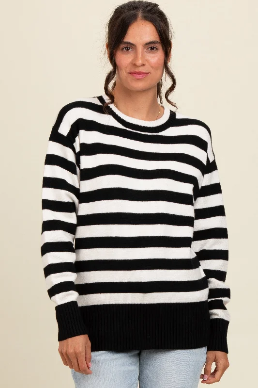 Timeless Women's Outfit Black Striped Basic Sweater