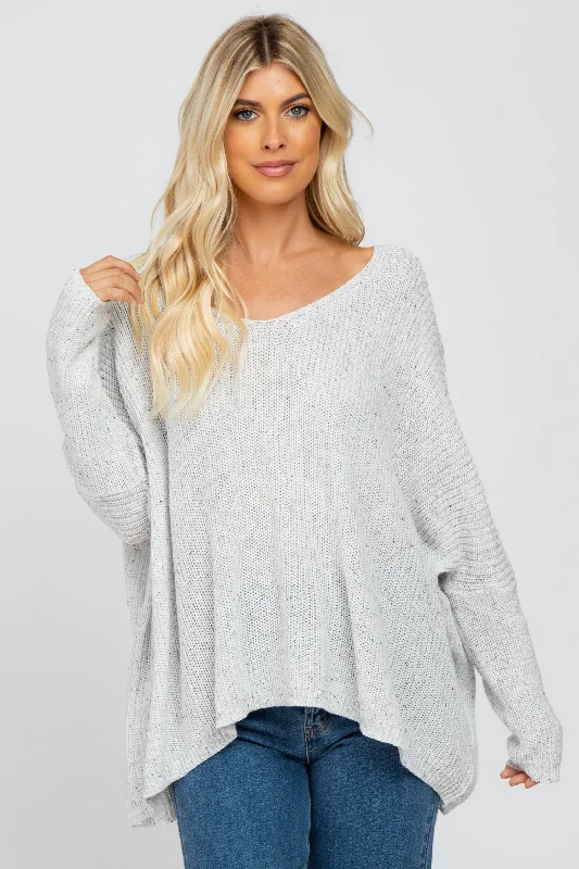 Clothes For Woman White Speckled Oversized Sweater