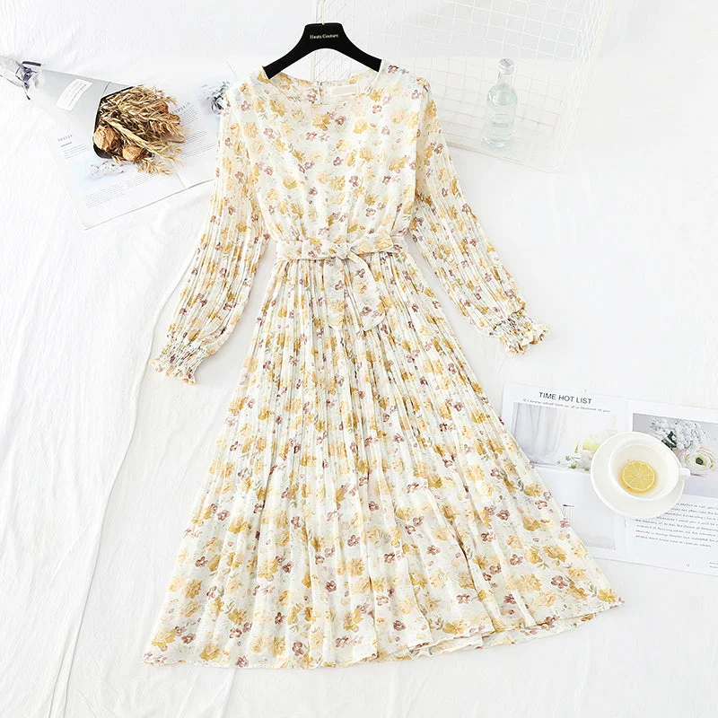 Women's Fashion Clothing Gentle wind floral dress female Chiffon Fairy Dress  3861