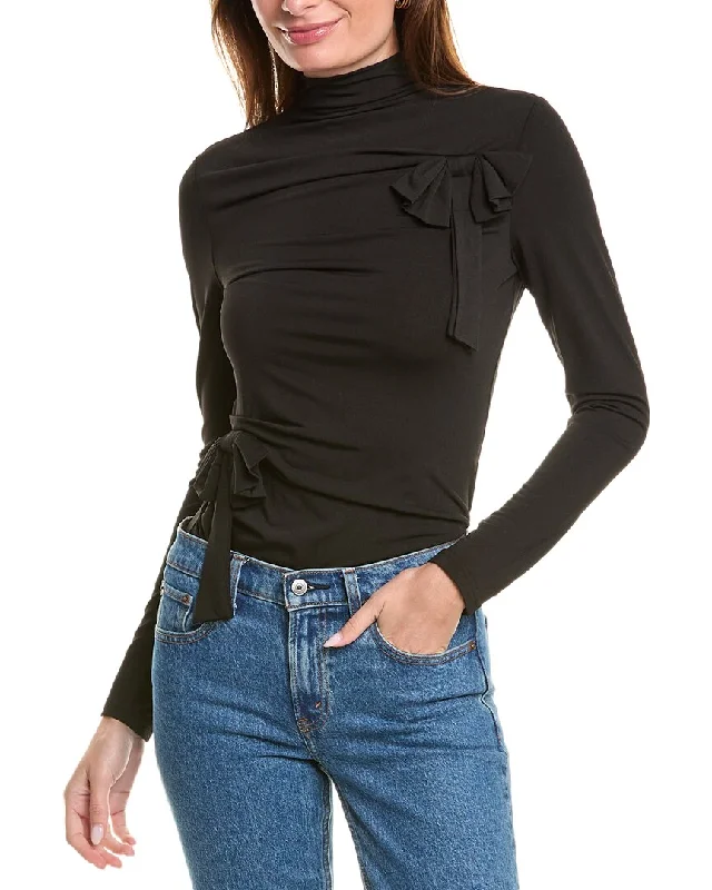 Casual Attire For Women Gracia Turtleneck Bow Applique Top