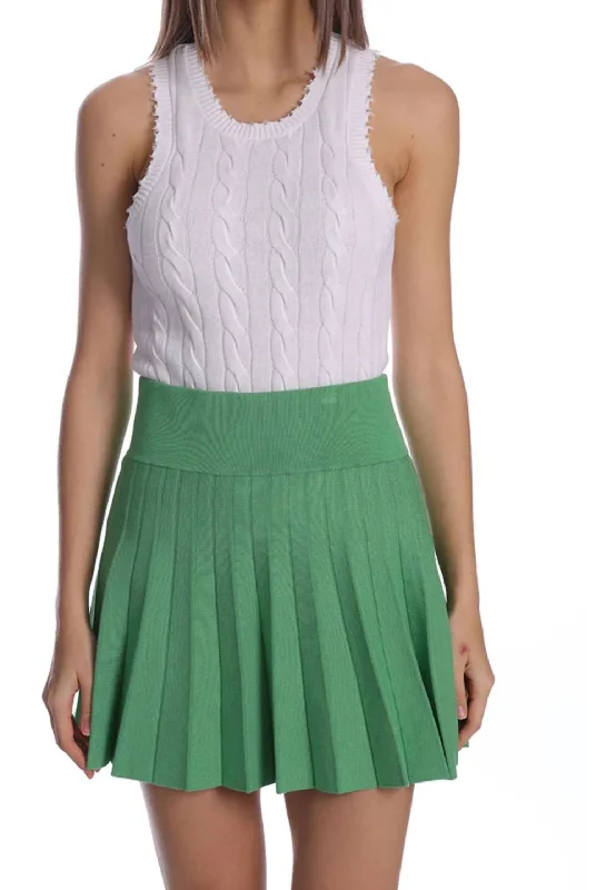 Elegant Women's Clothing Women's Pleated Skirt In Golf Green