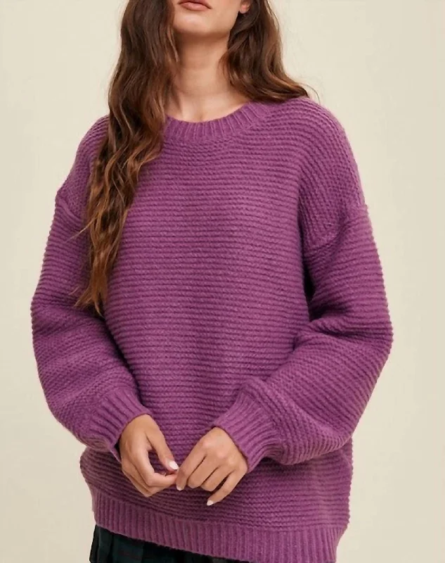 Women's High Street Fashion Sydney Chunky Crew Neck Sweater In Dewberry