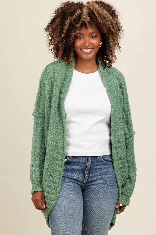 Comfortable Outfit For Women Olive Chunky Knit Dolman Cardigan