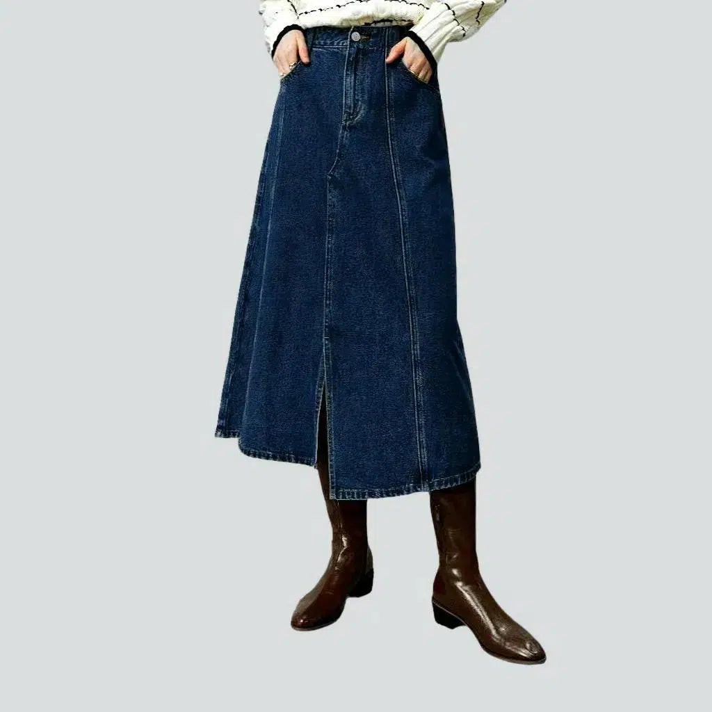 Women's Outerwear Attire Asymmetric high-waist denim skirt
 for women