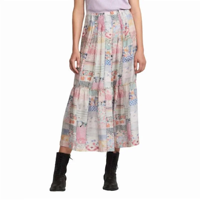 Formal Attire For Women Garden Midi Skirt In Diary Patchwork