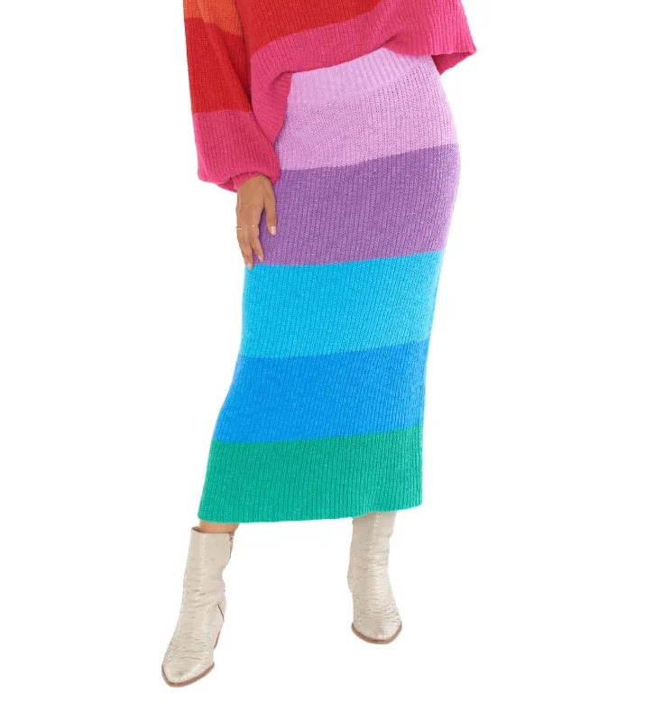 Comfortable Loungewear for Women Pippa Sweater Skirt In Sunset Stripe