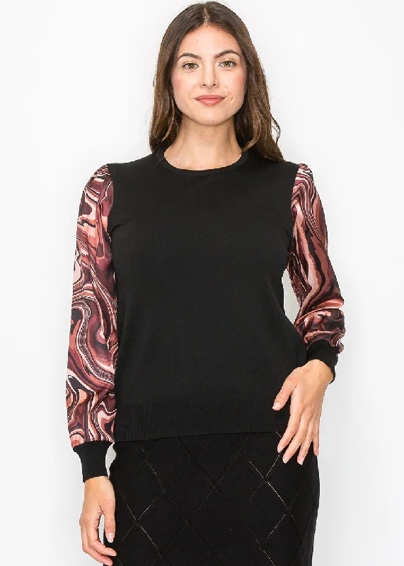 Women's Stylish Outerwear Marble Print Sleeve Top