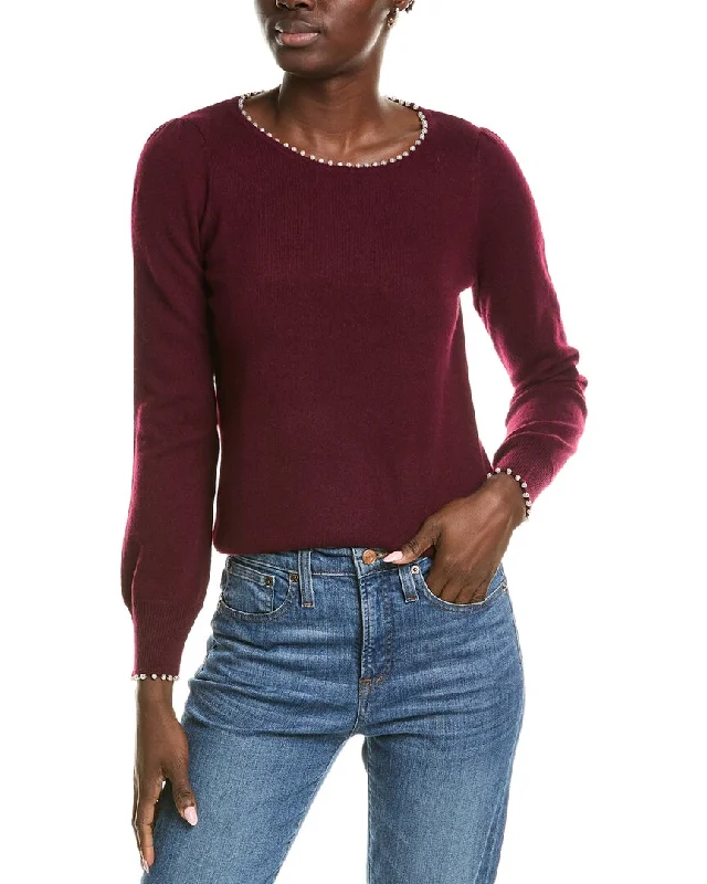 Online Boutique Clothing sofiacashmere Embellished Trim Cashmere Sweater