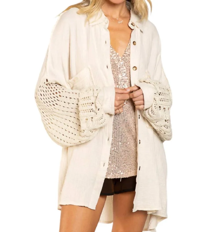 Versatile Women's Clothing for All Occasions Oversized Shirt Top Cardigan In Natural