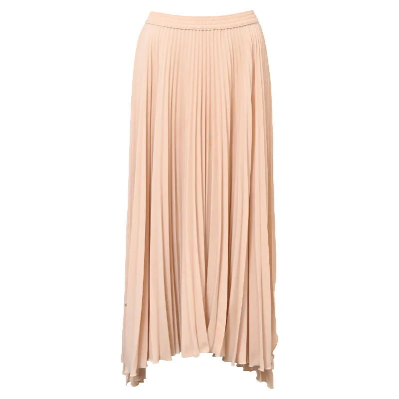 Affordable Women's Clothing Online Theory Pleated Midi Skirt in Nude Viscose