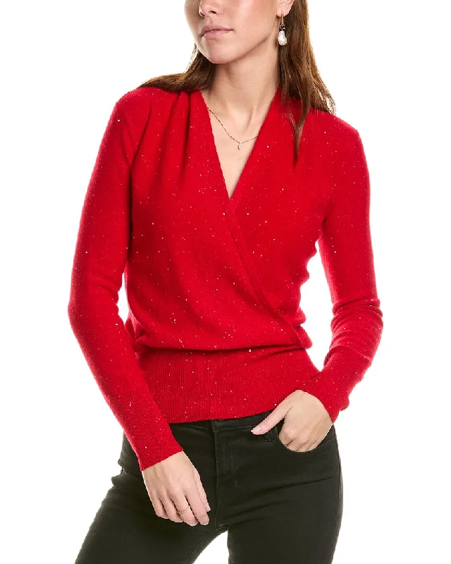 Women Fashion sofiacashmere Faux Wrap Cashmere-Blend Sweater