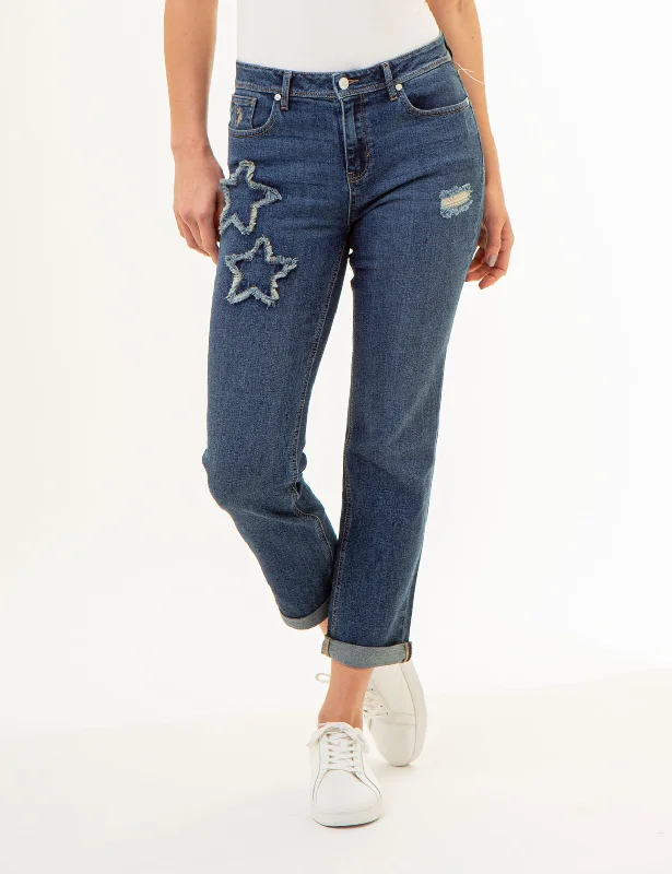 Sale For Women MID RISE BOYFRIEND JEANS