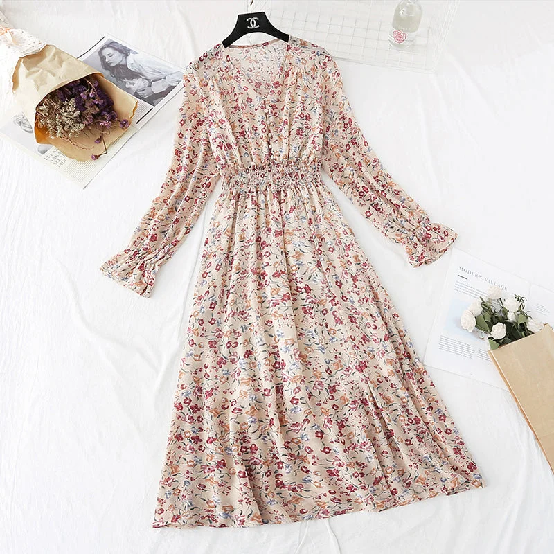 Clothing Sale French retro floral dress fairy super fairy waist  4030