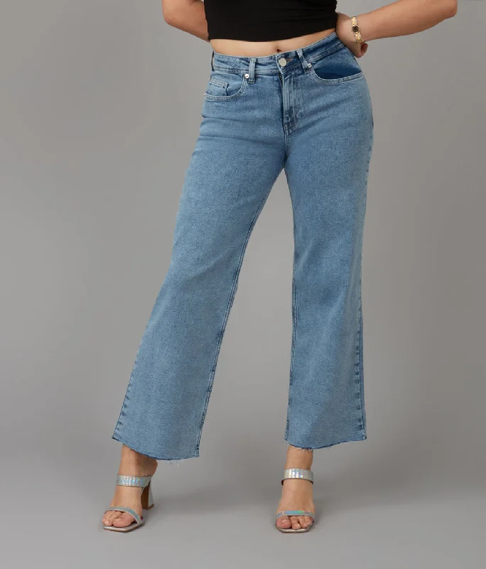 Women's Plus-Size Casual Outfit Women's COLETTE-VIB High Rise Wide Leg Jeans