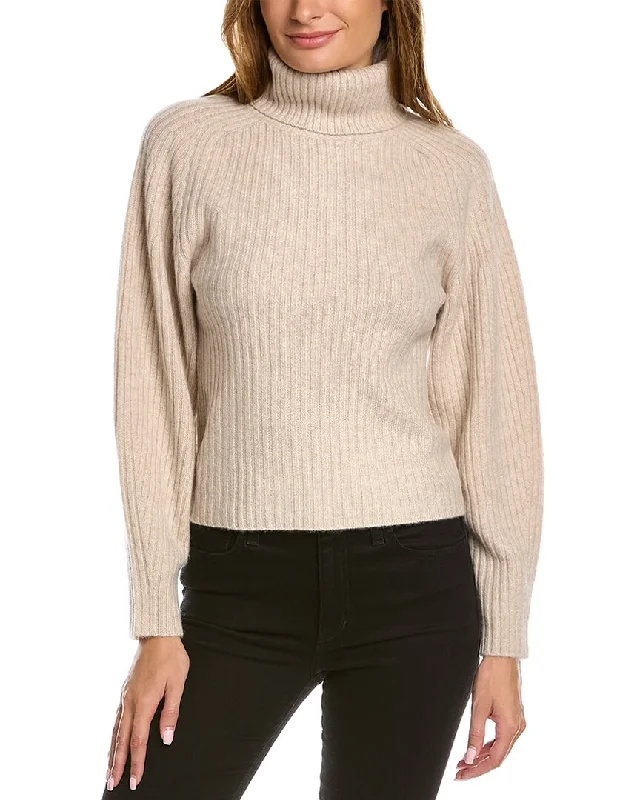 Elegant Women's Fashion Vince Open Back Turtleneck Cashmere Sweater