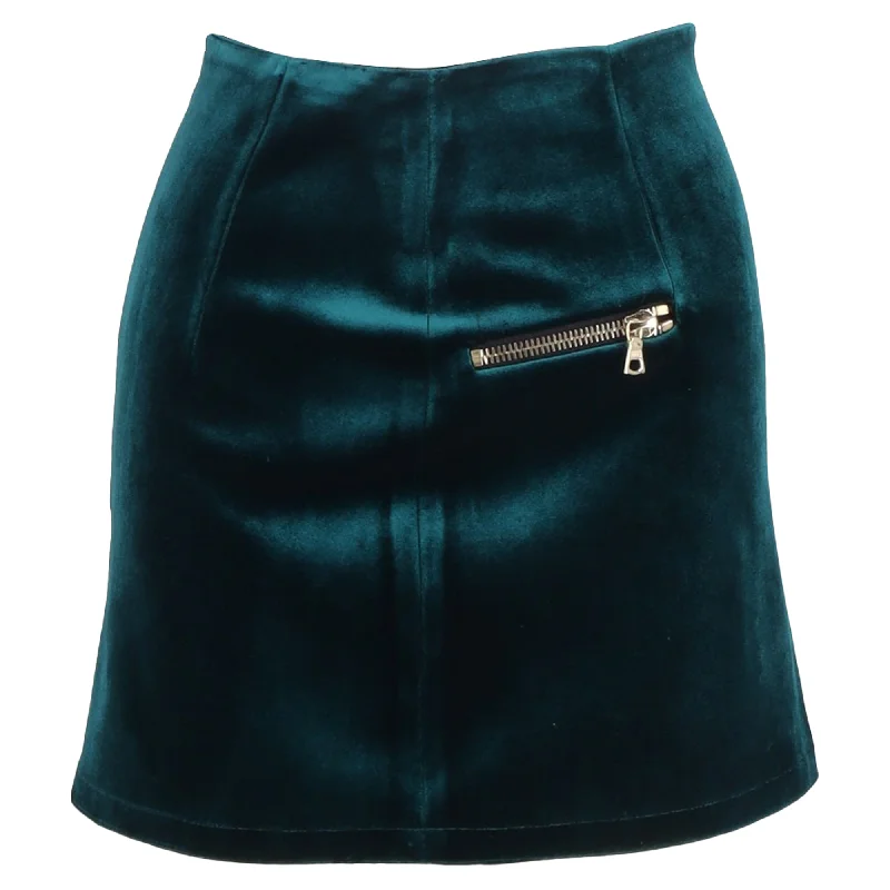 Women's Casual Outfit Sandro Mini Skirt in Green Velvet