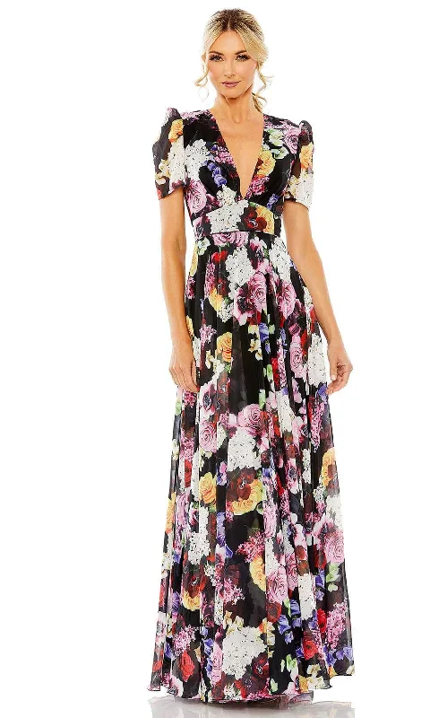 Flash Sale Clothing Mac Duggal 55933 - Floral Plunging Neck Gown