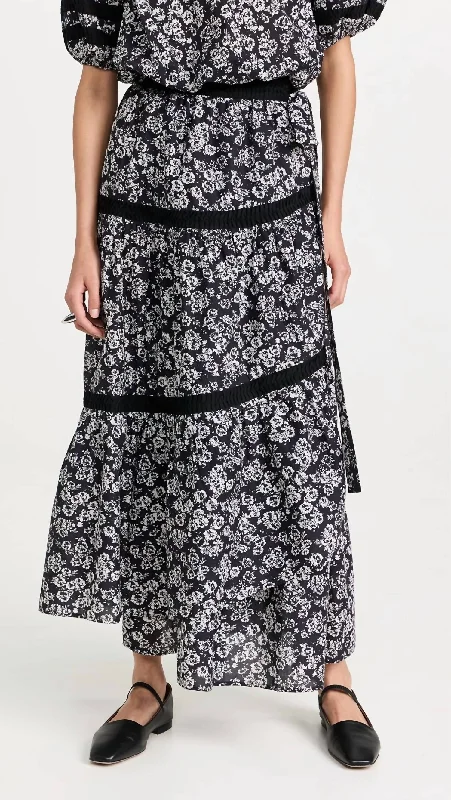 Flash Sale Online Prins Print Skirt In Black Stamped Floral Print