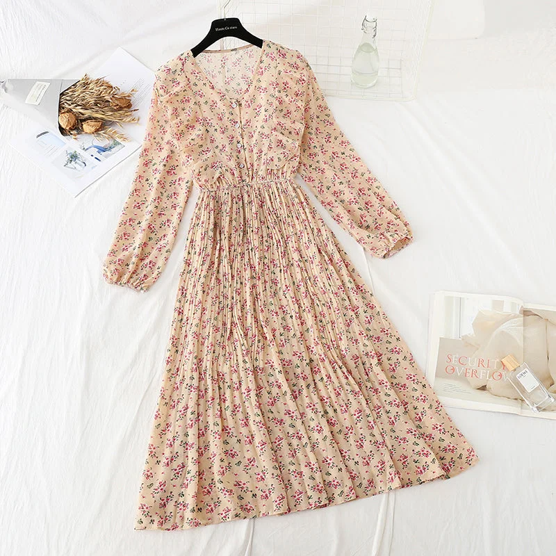 Clothing For Women Ruffled floral dress shows thin skirt  4061