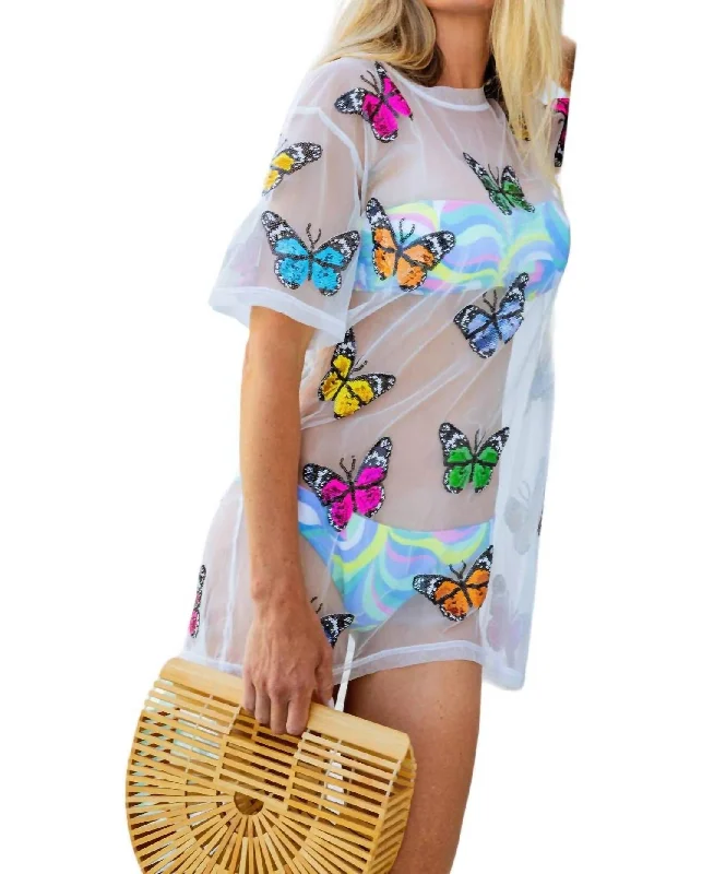 Sale Clearance Butterfly Coverup In White