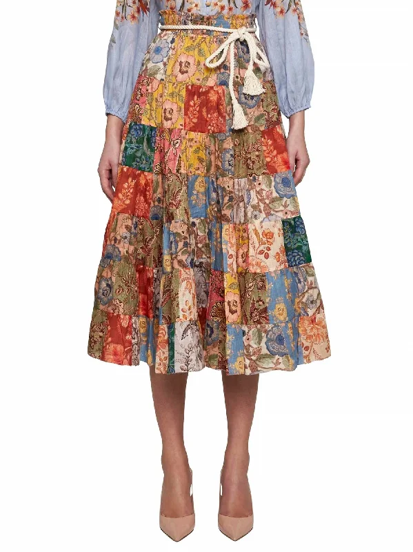 Versatile Women's Fashion Gonna Junie Tiered Midi Skirt In Patch Floral