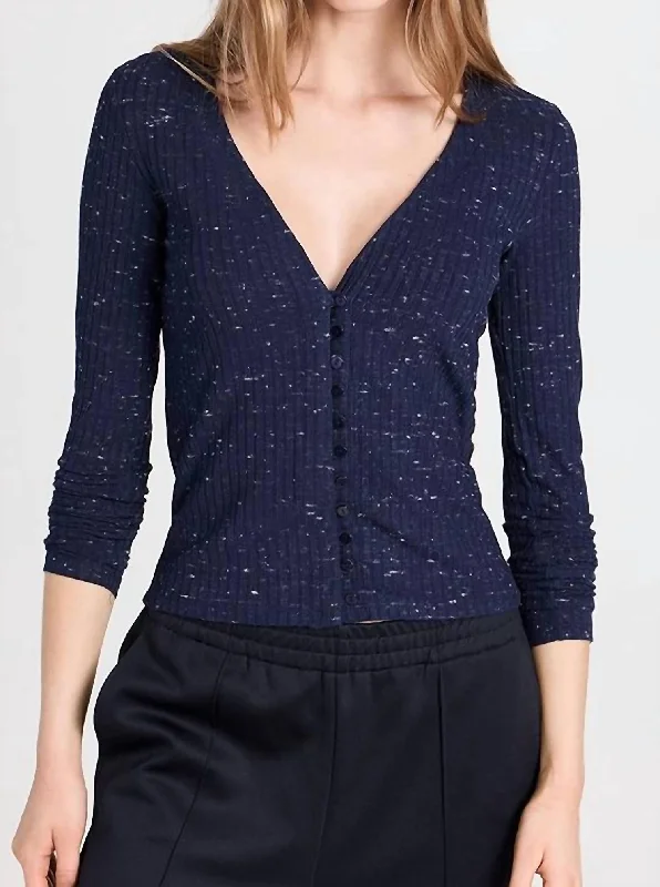 Women's High-Fashion Outfit L/s V Cardigan In Navy