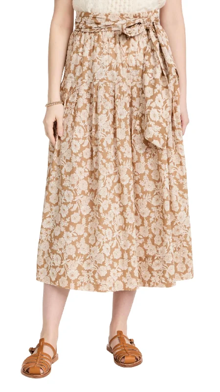 Contemporary Women's Clothing Highland Skirt In Oat Wild Brush Floral