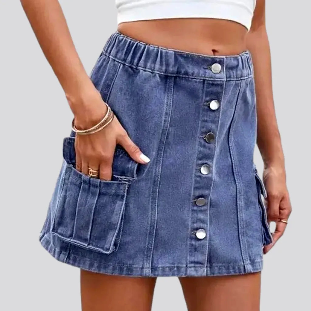 Plus Size Women Wear Mini light-wash jean skirt
 for women