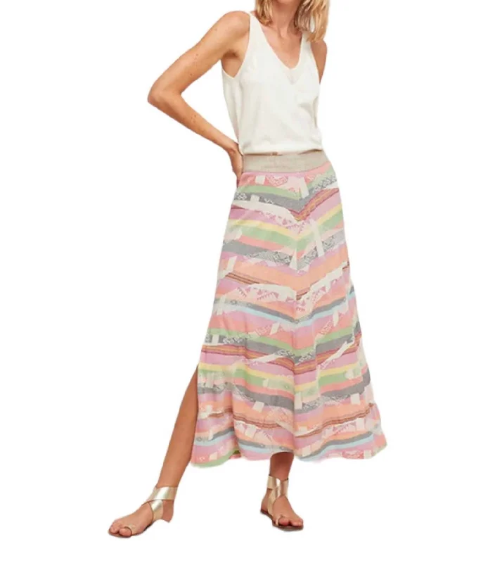 Clothing Store Sils Knit A-Line Skirt In Pink Multi